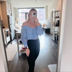 Off the shoulder gingham top